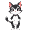 jrpg cat like human with black and white color standing in front 
