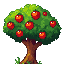 tree with apples, brown trunk and green leaves