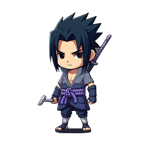 mini sasuke character with badass design with cool weapon