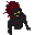 sprite black male with red dreads and no shirt on and he has yellow glowing eyes. he has scar on his chest and a red tell he’s evil villain that’s a trouble some