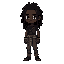 pixel me a black man with dreads that looks like hes from a souls game