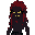 sprite pixelblack male with red dreads and no shirt on and he has yellow glowing eyes. he has scar on his chest and a red tell he’s evil villain that’s a trouble some