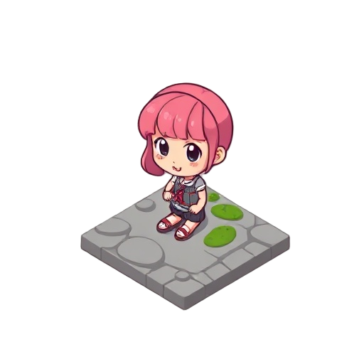 menina de anime de cabelo rosa do ensino medio para visual nuvel