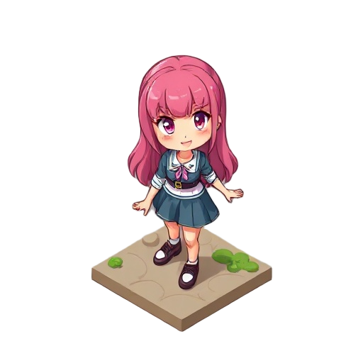 menina de anime de cabelo rosa