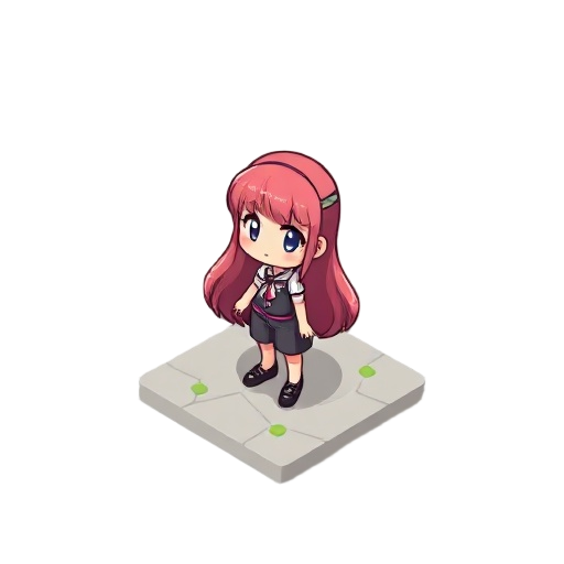 menina de anime de cabelo rosa do ensino medio