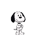 snoopy, original charles schulz style, facing forward, cute and simple. white body, black ears and nose, friendly expression, transparent background, standing pose facing the camera. perfect for a 2d game.