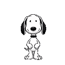 generate a clean, cartoon-style sprite of snoopy, the famous white beagle from peanuts, looking directly facing forward toward the camera. 