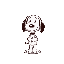 generate a clean, cartoon-style sprite of snoopy, the famous white beagle from peanuts, looking directly facing forward toward the camera. 