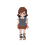 female character for a game boy-style rpg game. inspired by the classic pokémon red/blue/yellow graphics. the perspective should match the pokémon top-down view, showing the head and top of the shoulders clearly visible from above.