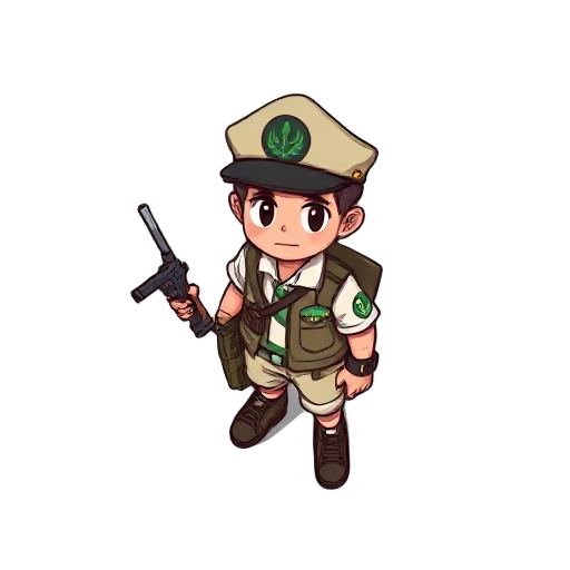 crie sprites simples, personagem sobrevivente, com regata branca estilo americana, um chapeu preto estilo beiseboll, bermuda verde logo tipo estilo exercito "cargo", uma chinela avaiana. as caracteristicas sao pele parda, e cabelo marrom. "observacao" o j