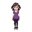 a girl in a purple top and black pants