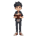 an anime nerd boy with a book