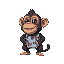 adult chimpance with a collar of a mirror ball