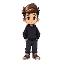 boy, with highlighted hair clothes: black sweatshirt, baggy jeans, jordan snickers