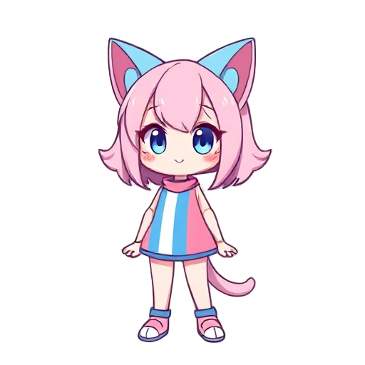 catgirl, pink, blue, cute, trans flag