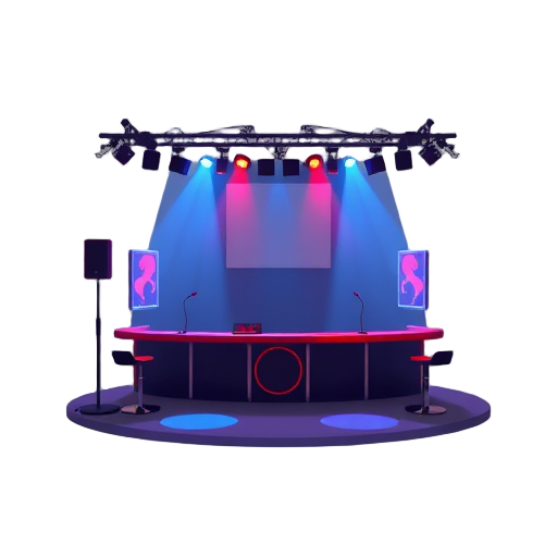nightclub with red and blue lights