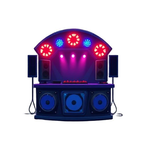 nightclub dj cabin with red and blue lights