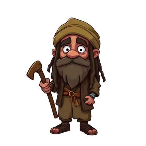 bearded beggar with dreadlocks
