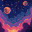 crie o sprite de um cenário de fundo tematizado de espaço sideral, onde ao fundo há estrelas, planetas, cometas e galáxias.