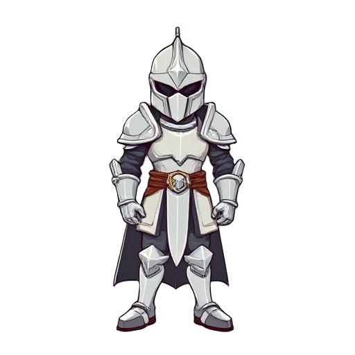 a knight with white armor in tactics ogre sprite style