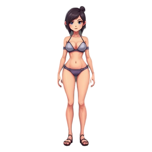 female young woman sci-fi character with transparent bikini cloth