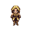 young blonde male warrior.  cloth armour with bare arms.  a katana sheathed on his belt and another on his back