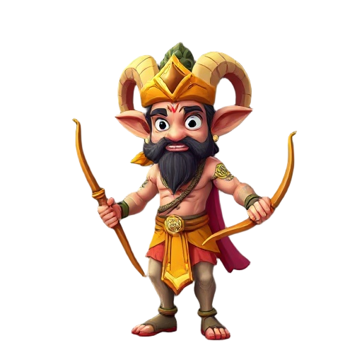 create a full body of a hindu god lord ram with bow in his hand as a character like that of 2d game