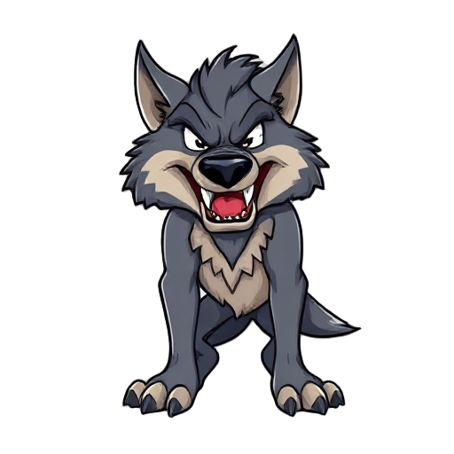 snarling wolf bearing its teeth