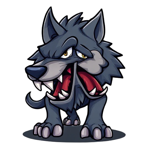 snarling wolf bearing its teeth