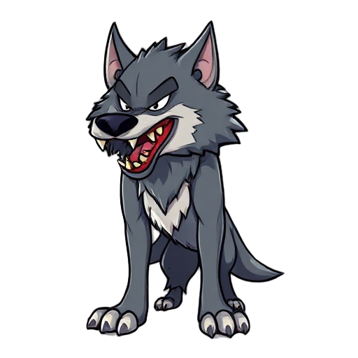snarling wolf bearing its teeth