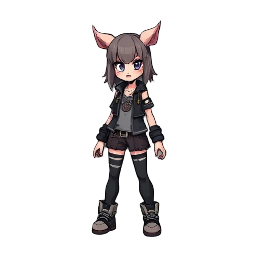 anime, egirl, punk rock girl with pig tales, in the style of a doom enemy 