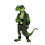 make a buff  lizard man wearing a full mafia outfit side ways
