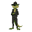 make a super basic lizard man wearing a full mafia outfit side ways