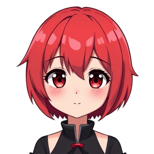 anime girl, red hair short hair