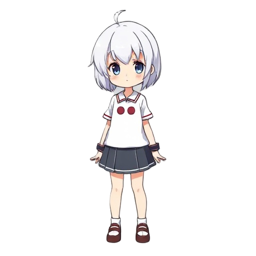 anime girl, short hair, white hair