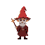 tiny crimson wizard with wand