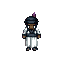 2d sidescroller arabian warrior, dark fantasy style. wearing white robes, wielding a sword. detailed, gritty, textured look.