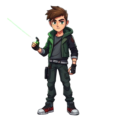 a futurisct teen male wanted when your right hand is a green laser sword