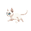 white siamese cat with blue eyes running seen from the side as in a scrolling game