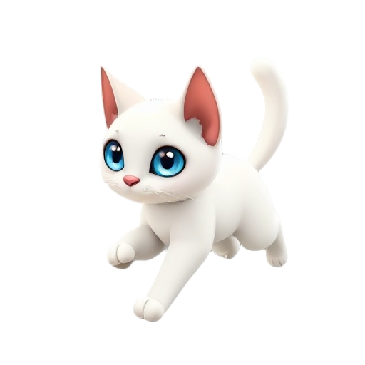 white siamese cat with blue eyes running seen from the side as in a scrolling game