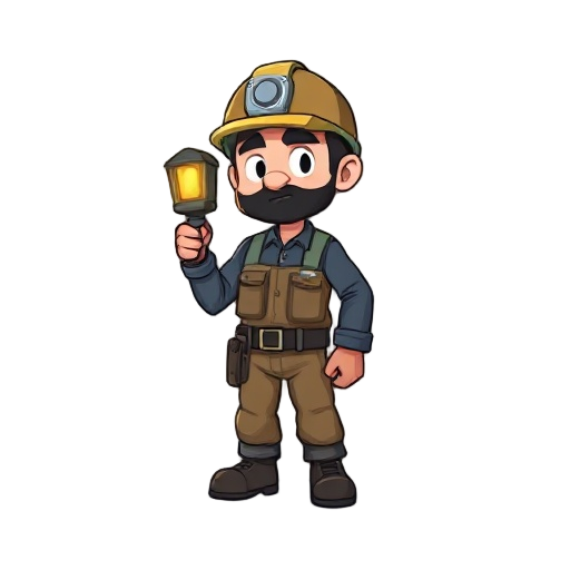 a miner idling with frontal lamp