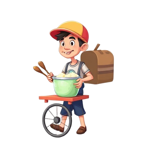 a filipino taho vendor carrying its equipment