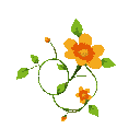 geometric pattern, green vine with orange flower