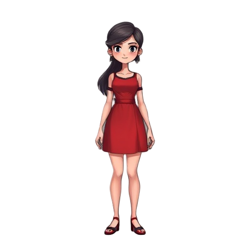 woman with red dress