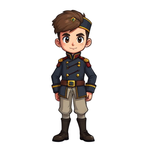 young major and prince portrait, brow hair, military uniform