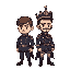 pixel oung major and prince portrait, brow hair, military uniform
