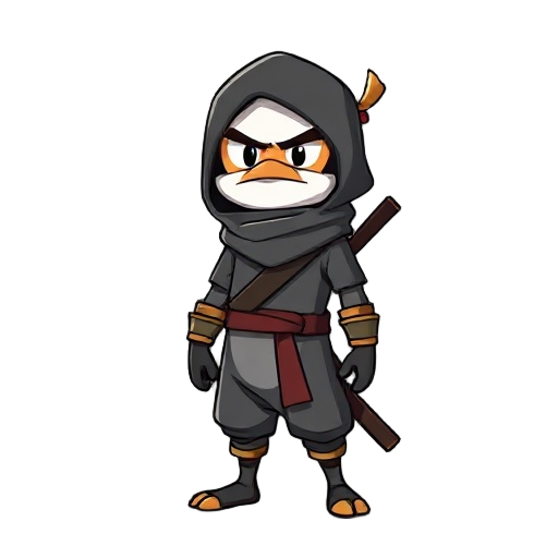 um pinguim é humano de estilo ninja