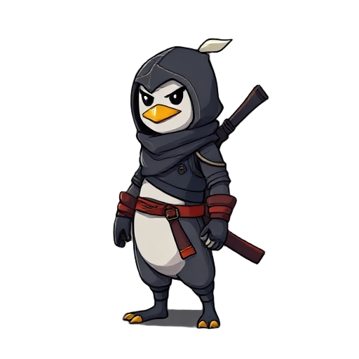 um pinguim é humano de estilo ninja com armadura estilo night night