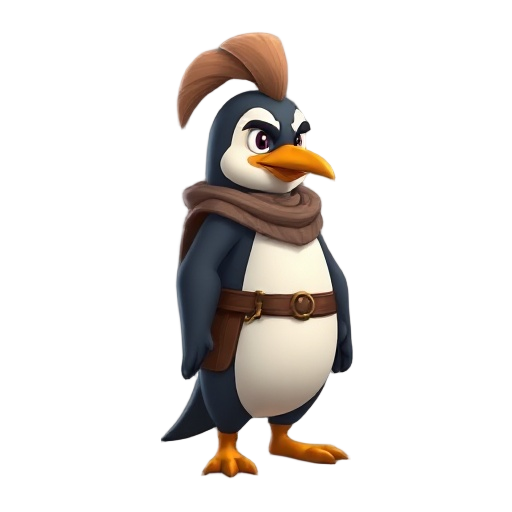 um pinguim é humano de estilo cavaleiro com