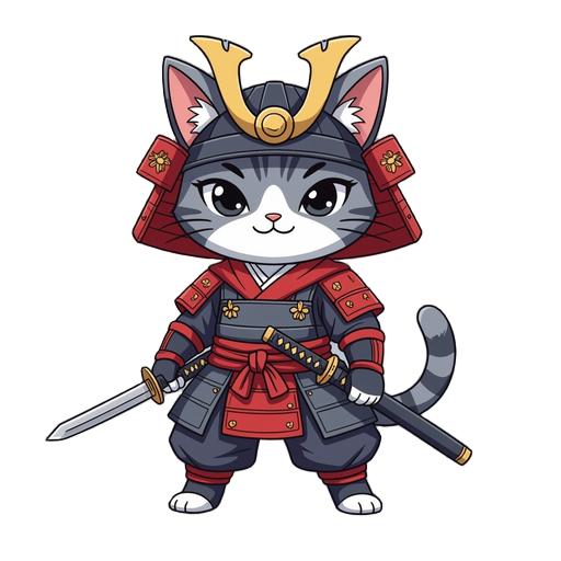 samurai cute cat
